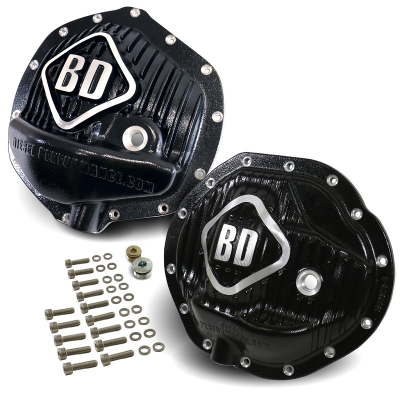 Dodge 3500 Differential Cover Set - Front + Rear - BD Diesel - AA 14-9.25 Front / AA 14-11.5 Rear, Cast Aluminum with Cooling Fins - `03-`12